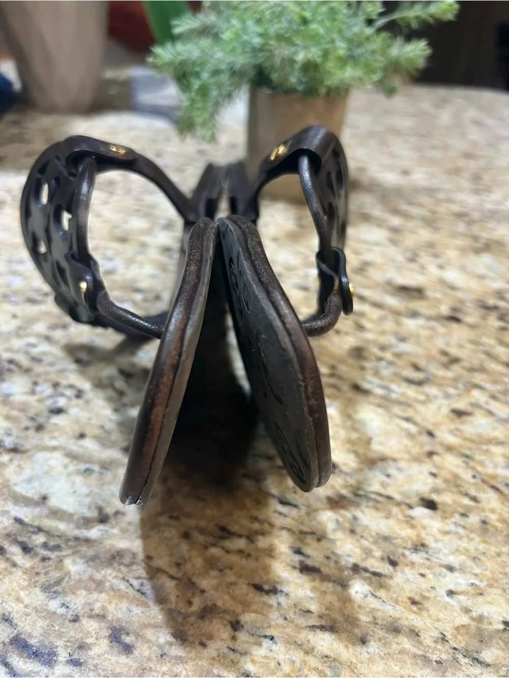 TORY BURCH Miller Chocolate Brown Leather Thong Sandals 9.5M
